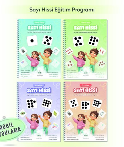 Çocuklar için Sayı Hissi Eğitimi Seti; kolay, orta ve zor seviyelerden oluşan, erken matematik becerileri, sayı algısı, nokta sayma, sayı karşılaştırma ve zihinden işlem etkinlikleri içeren eğitim kitapları.